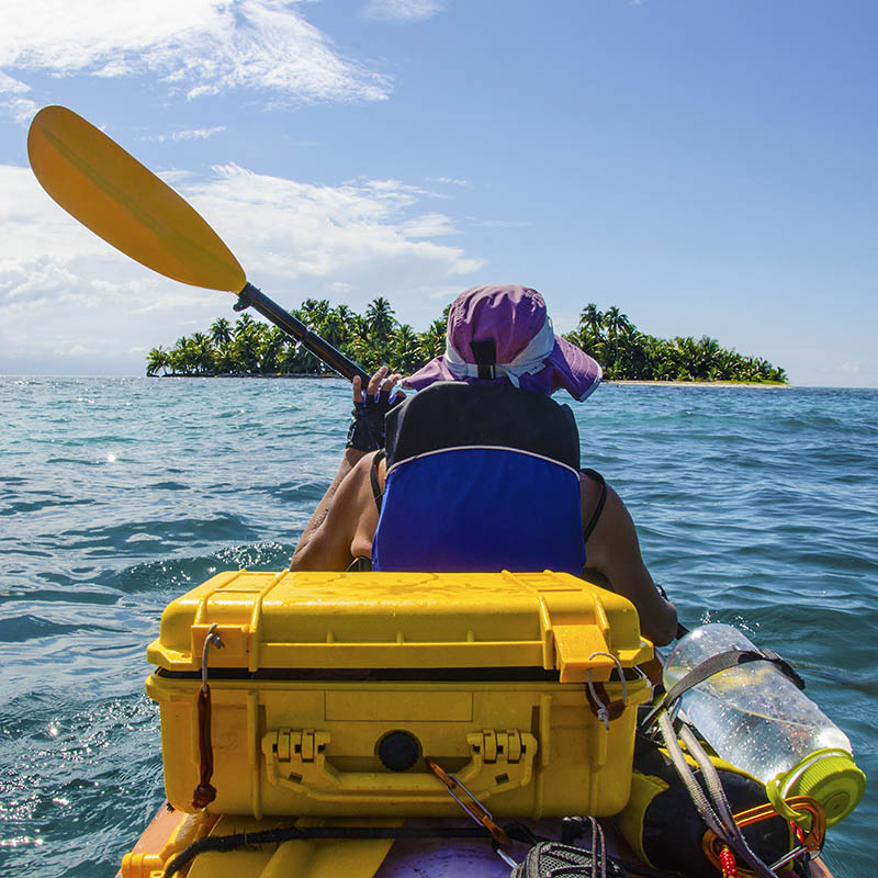 Kayaking the barrier reef off the coast of Belize at Ranguana Caye