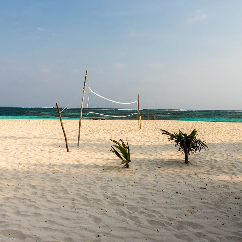 volley ball court on Banderas island in the San Blas islands Panama