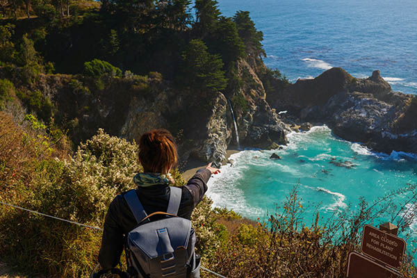 Hiking near McWay Falls in Julia Pfeiffer Burns State Park, USA