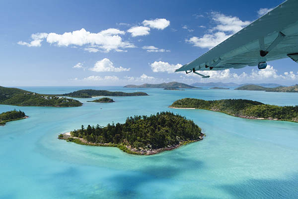 Flying over the Whitsunday Islands, Australia