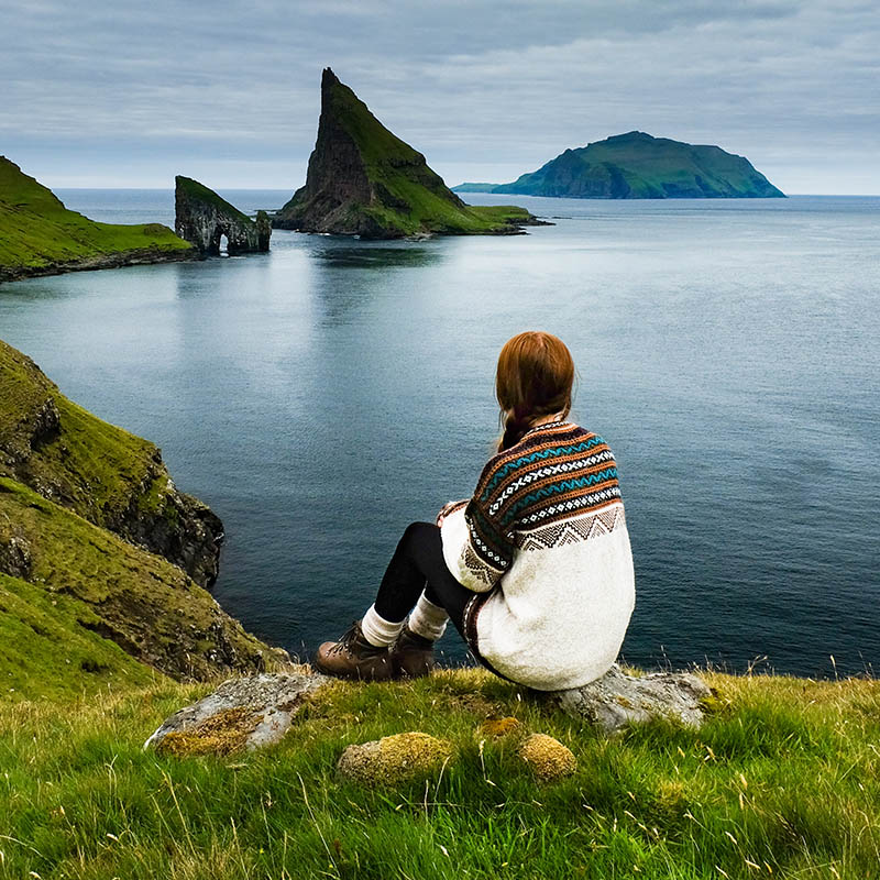 Enjoying the view on Vagar Island, Faroe Islands