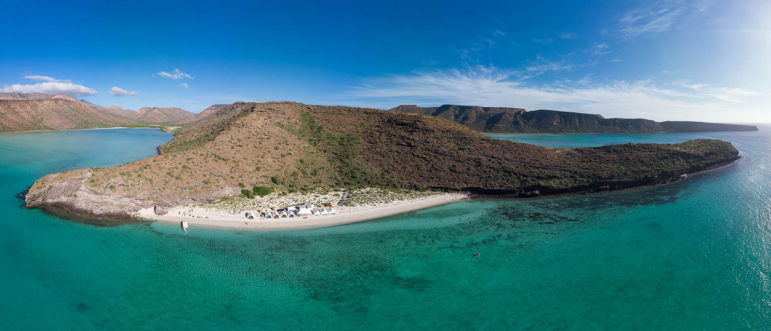 aerial view of the Island Espiritu Santo in La Paz Mexico