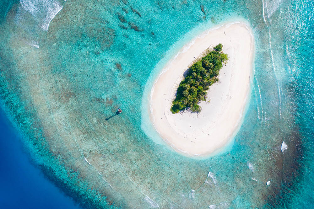 Aerial Shot of Desert Island off the Coast of Sumatra, Indonesia