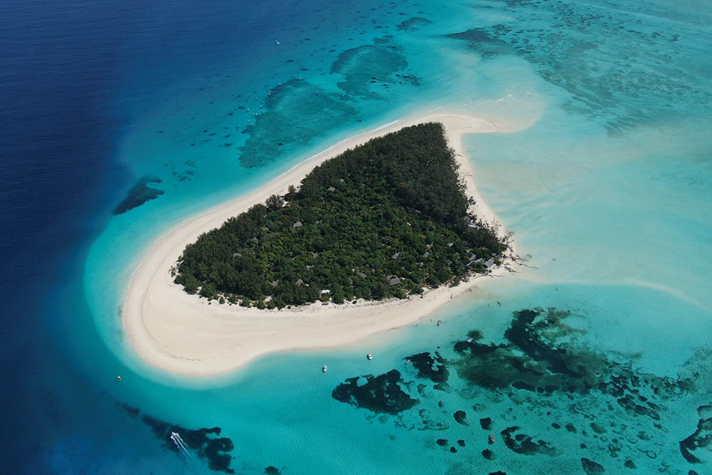 Mnemba Island, located 3 km off the coast of Zanzibar