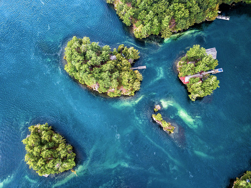 Aerial view of Thousand islands, USA