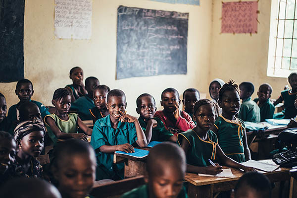 Class of school children in Sierra Leone