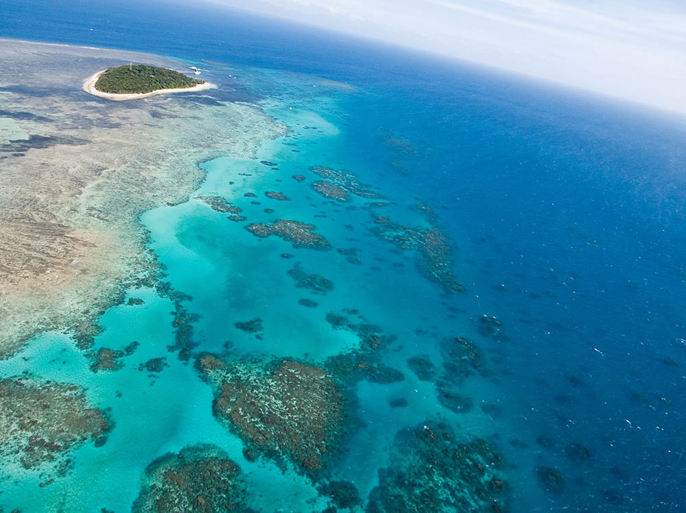 Aerial view of an island in Queensland, Australia