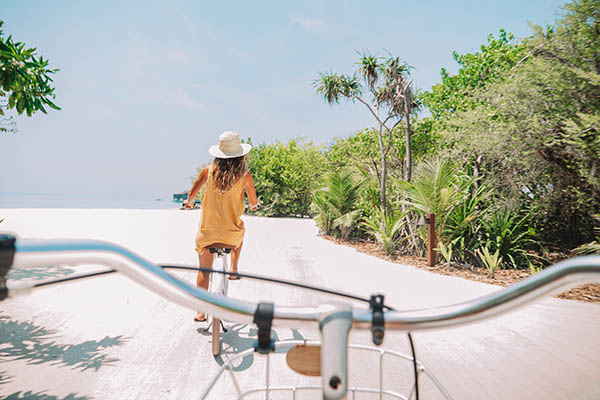 cycling on tropical island in the Maldives