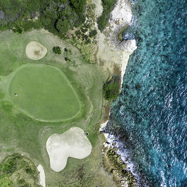 Aerial View of Caribbean Sea and Golf Course