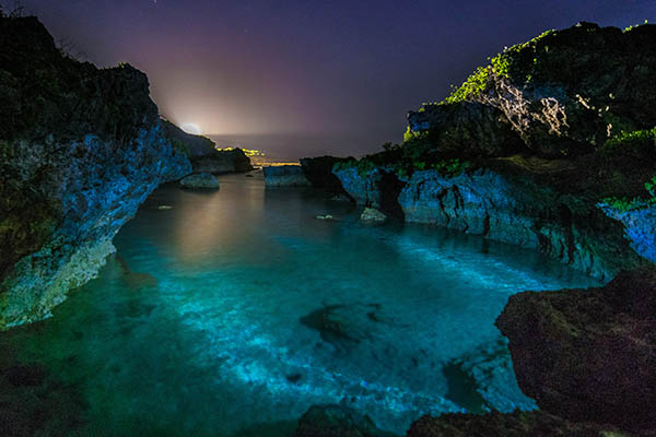 Moonlight shining on a secluded bay