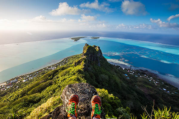 View from the top of the Mount Te'urafa'atiu, Maupiti, French Polynesia