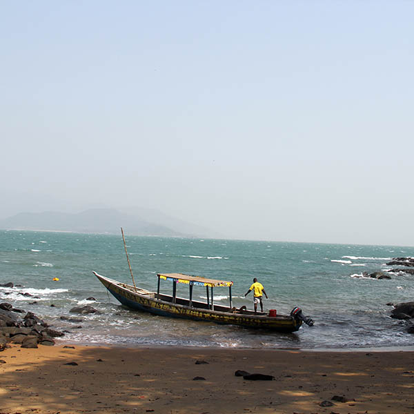 Local boat near a beach in the Banana Islands, Sierra Leone