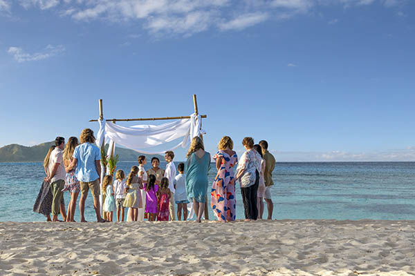 Wedding ceremony on a beach in Fiji