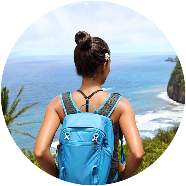 Girl hiking in Pololu valley, Big island, Hawaii