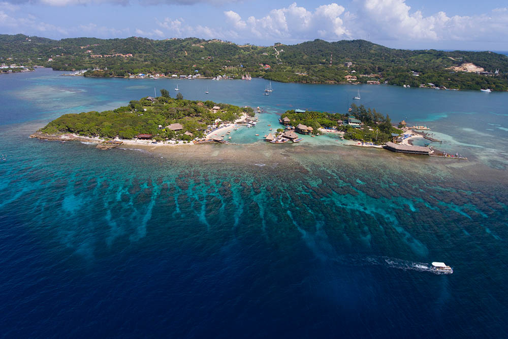 Aerial view of Roatan, Honduras