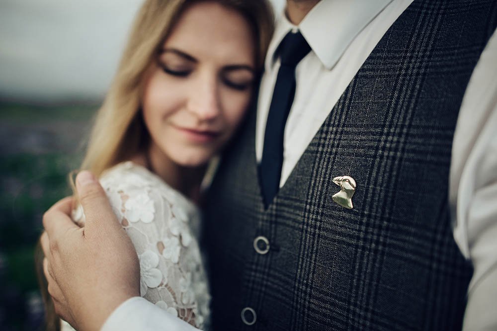 Happy couple on their wedding day in Iceland