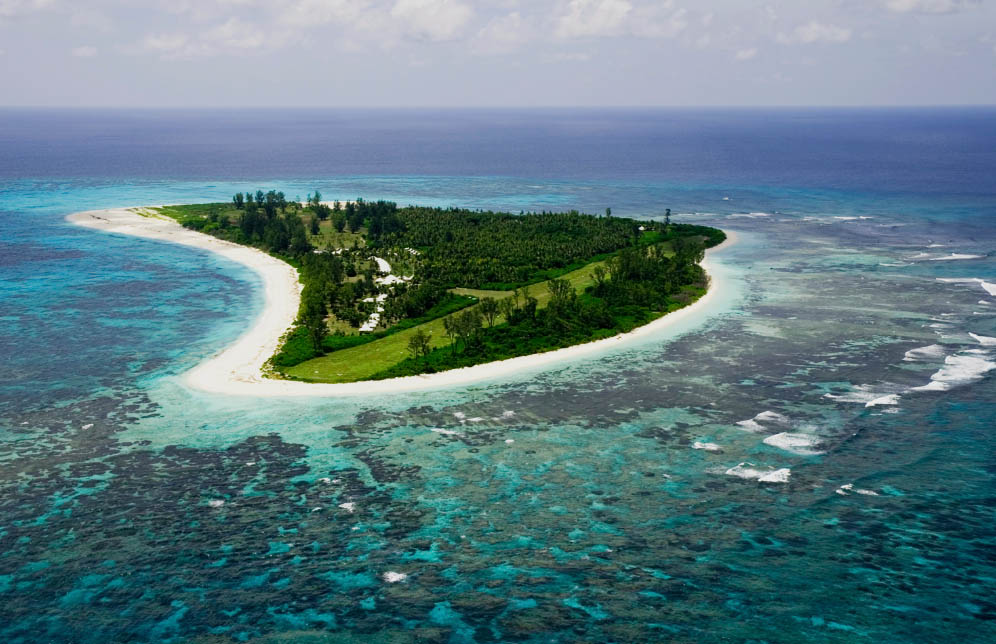 Aerial view of Bird Island, Seychelles