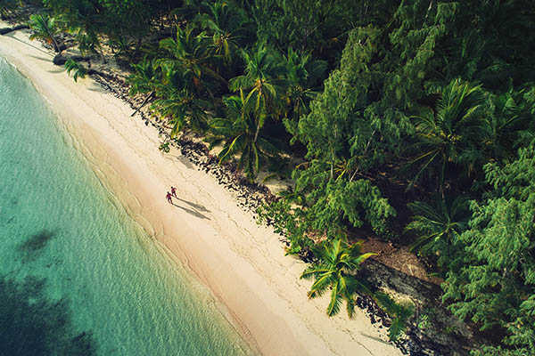 Aerial view of tropical island beach