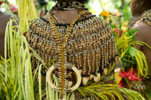 Women wearing traditional costume in Matong Village in New Britain, Papua New Guinea