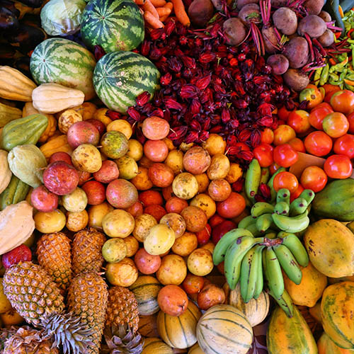 Fruit stall in a market in the Caribbean