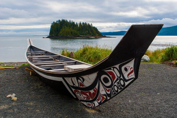 Haida Boat on the shoreline of Haida Gwaii