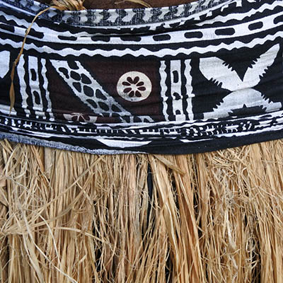 Close up of a traditional Pacific Island straw skirt in Tonga