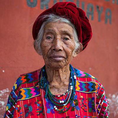 Senior woman in traditional  dress in Guatemala