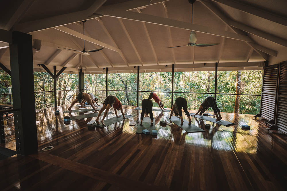 Yoga class at Silky Oaks Lodge, Queensland, Australia 