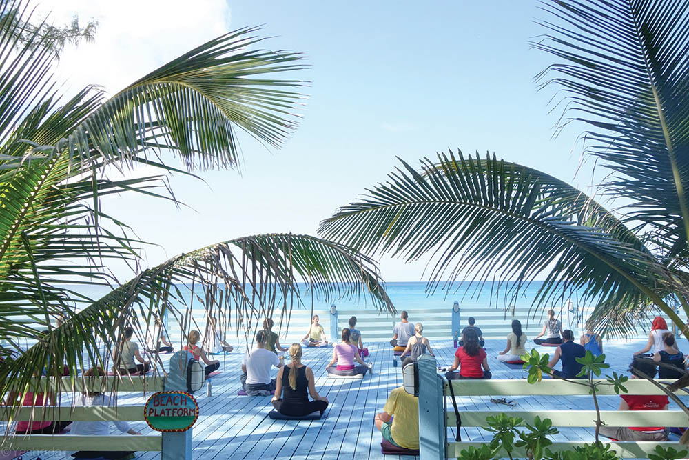 Yoga class at Sivananda Ashram Yoga Retreat, Paradise Island, Bahamas