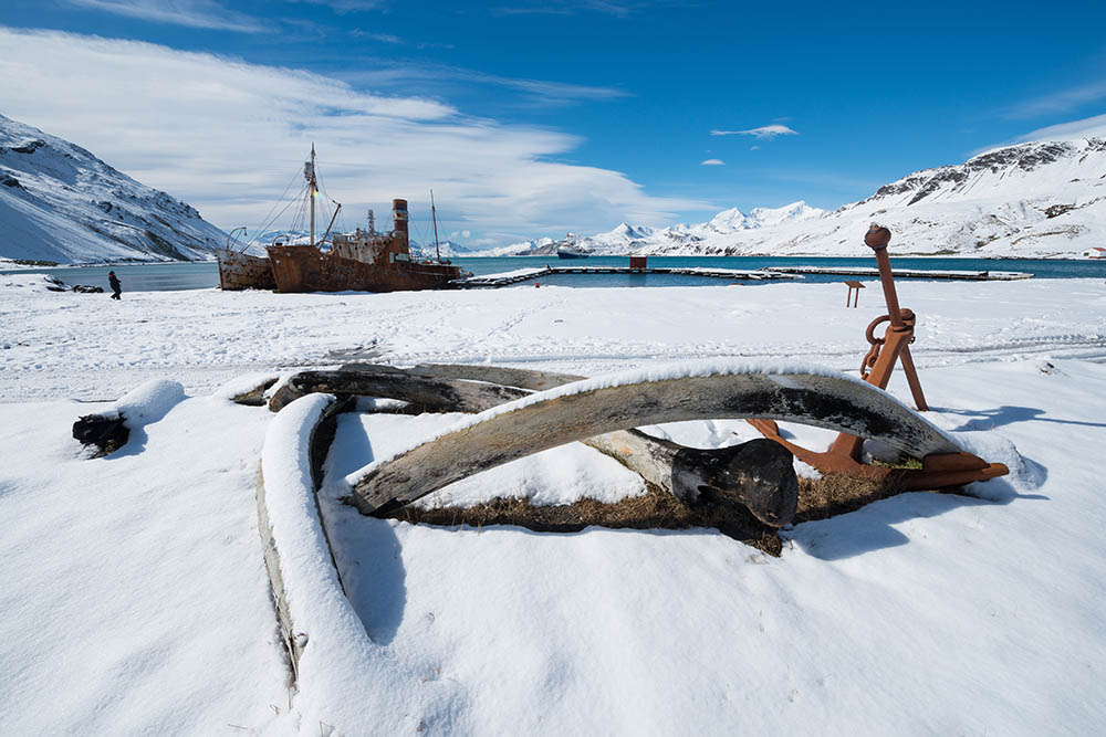 Abandoned Grytviken's whaling station, British island of South Georgia, Antarctica