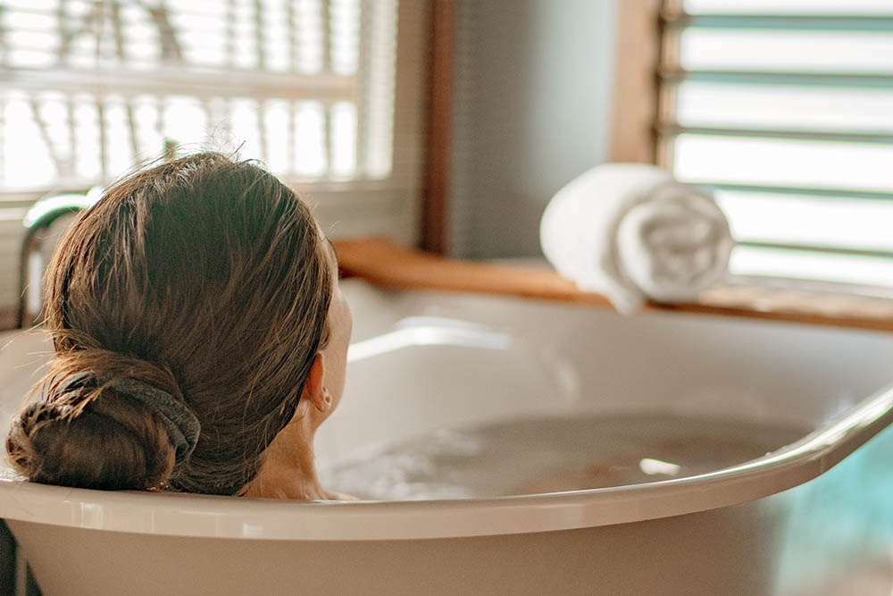 woman relaxing in luxury bath